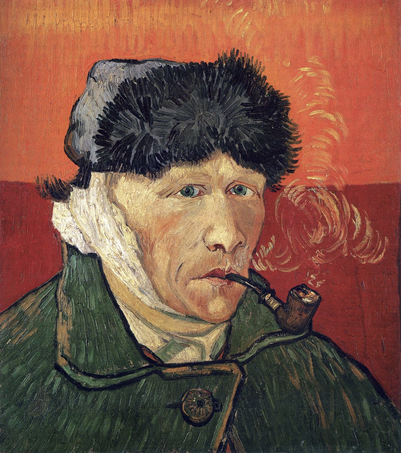Pašportrets ar Pārsietu Ausi un Pīpi - Vinsents van Gogs